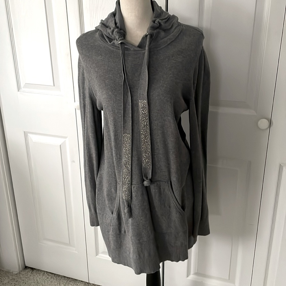 Chicos long hooded sweater tunic sz 1